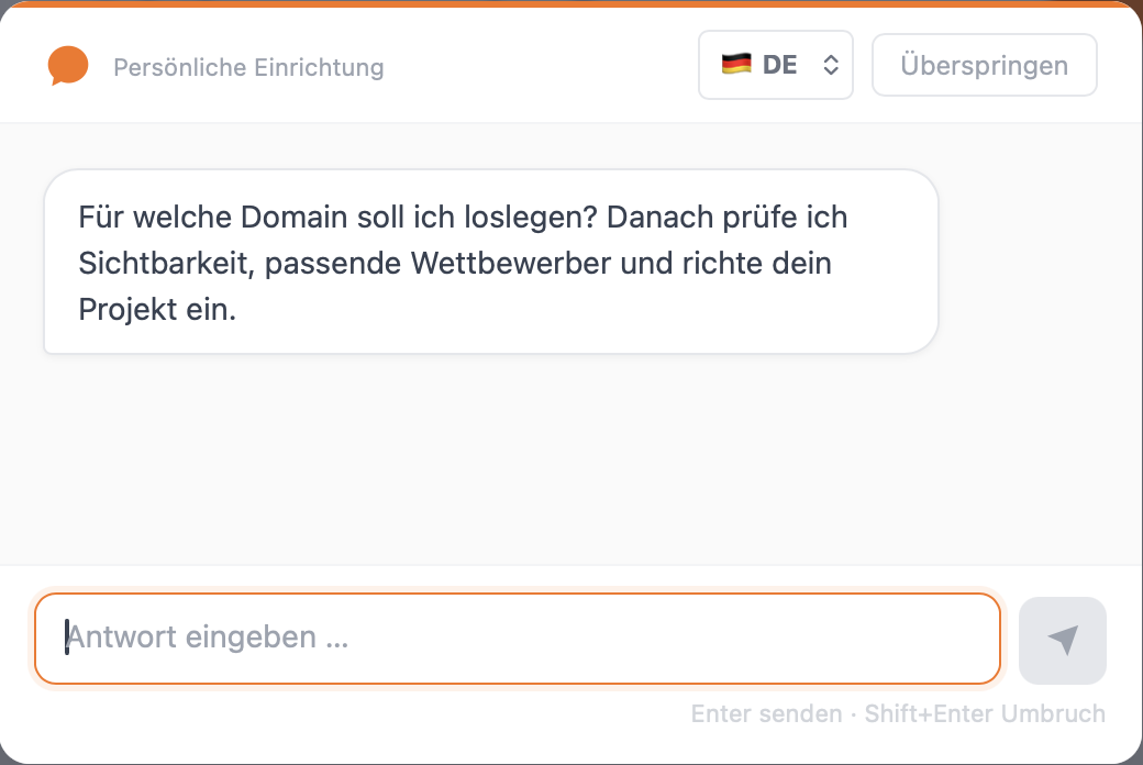 Per Onboarding-Chat starten