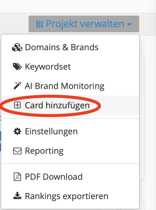 Füge die neue Card "Website Check" deinem Projekt hinzu