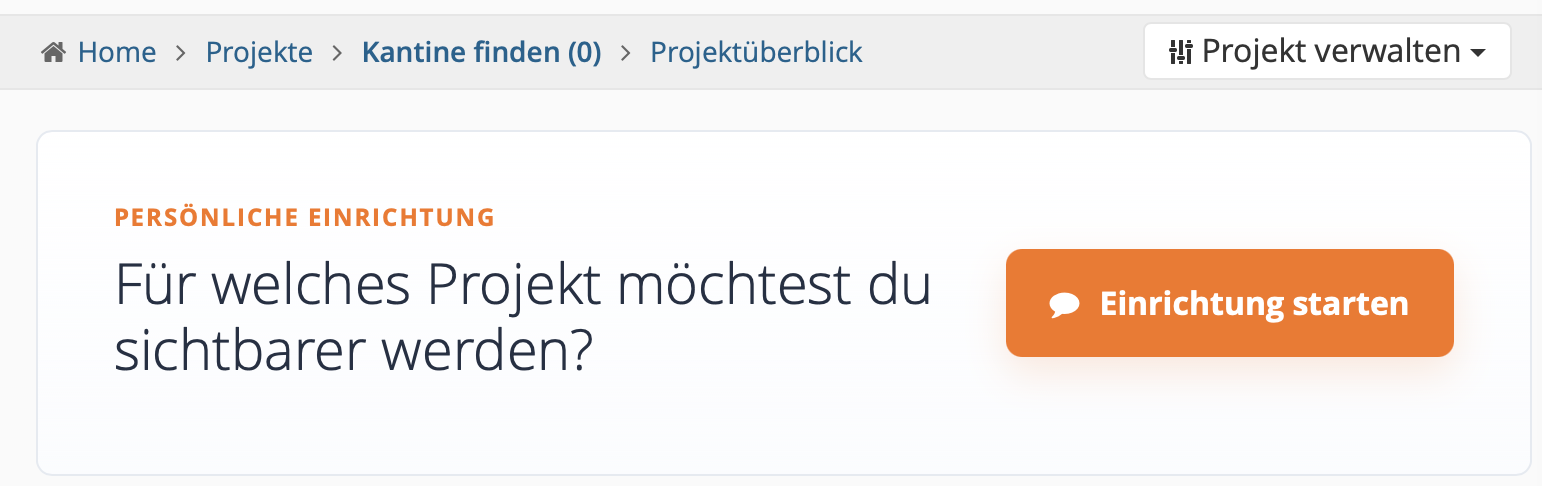 Nach dem Login: Projekt direkt einrichten